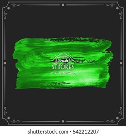 Grunge hand - painted brush stroke on a dark background. Expressive vector element for design.