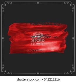 Grunge hand - painted brush stroke on a dark background. Expressive vector element for design.