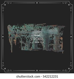 Grunge hand - painted brush stroke on a dark background. Expressive vector element for design.
