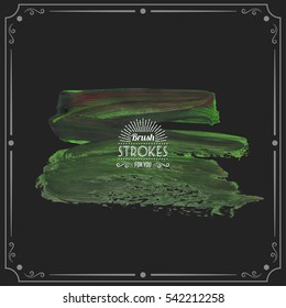 Grunge hand - painted brush stroke on a dark background. Expressive vector element for design.