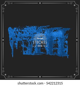 Grunge hand - painted brush stroke on a dark background. Expressive vector element for design.
