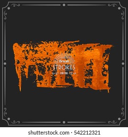 Grunge hand - painted brush stroke on a dark background. Expressive vector element for design.