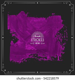Grunge hand - painted brush stroke on a dark background. Expressive vector element for design.