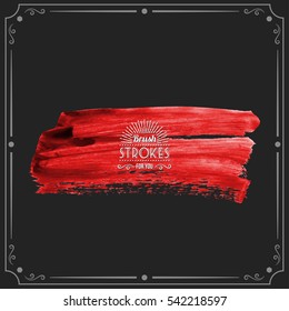 Grunge hand - painted brush stroke on a dark background. Expressive vector element for design.