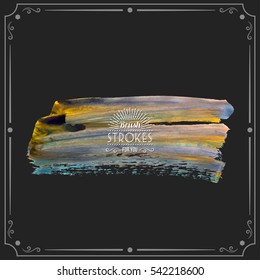 Grunge hand - painted brush stroke on a dark background. Expressive vector element for design.