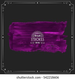 Grunge hand - painted brush stroke on a dark background. Expressive vector element for design.