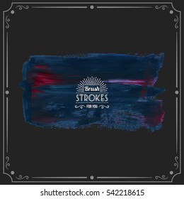 Grunge hand - painted brush stroke on a dark background. Expressive vector element for design.