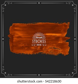 Grunge hand - painted brush stroke on a dark background. Expressive vector element for design.