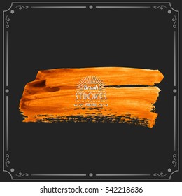 Grunge hand - painted brush stroke on a dark background. Expressive vector element for design.