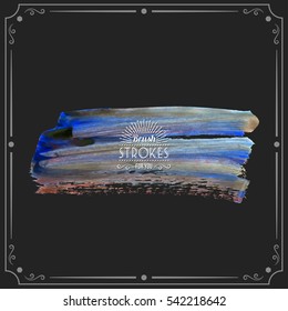 Grunge hand - painted brush stroke on a dark background. Expressive vector element for design.