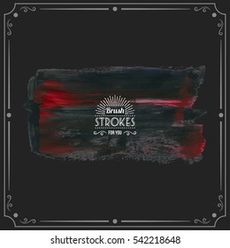 Grunge hand - painted brush stroke on a dark background. Expressive vector element for design.
