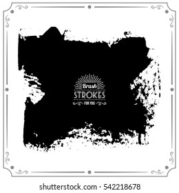 Grunge hand - painted brush stroke on a light background. Expressive vector element for design.