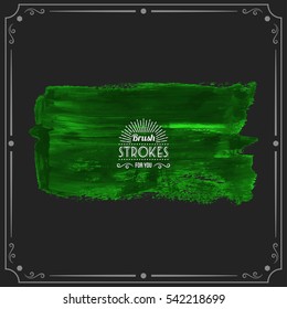 Grunge hand - painted brush stroke on a dark background. Expressive vector element for design.