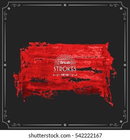 Grunge hand - painted brush stroke on a dark background. Expressive vector element for design.