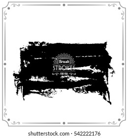 Grunge hand - painted brush stroke on a light background. Expressive vector element for design.
