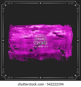 Grunge hand - painted brush stroke on a dark background. Expressive vector element for design.