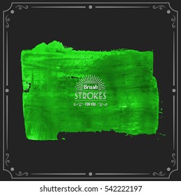 Grunge hand - painted brush stroke on a dark background. Expressive vector element for design.