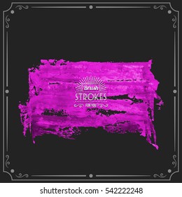 Grunge hand - painted brush stroke on a dark background. Expressive vector element for design.