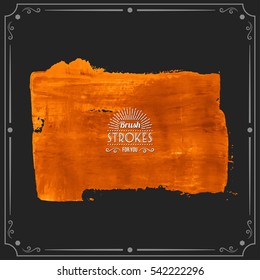 Grunge hand - painted brush stroke on a dark background. Expressive vector element for design.