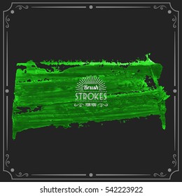 Grunge hand - painted brush stroke on a dark background. Expressive vector element for design.