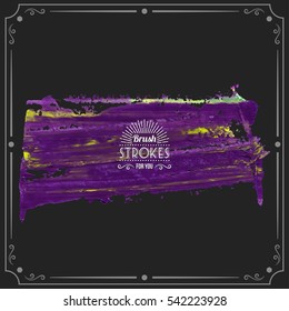 Grunge hand - painted brush stroke on a dark background. Expressive vector element for design.