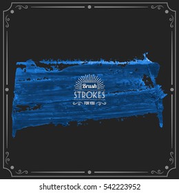 Grunge hand - painted brush stroke on a dark background. Expressive vector element for design.
