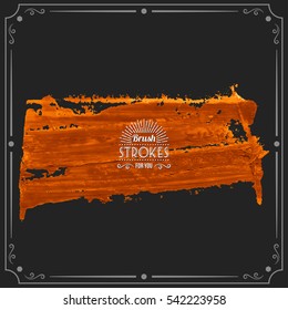 Grunge hand - painted brush stroke on a dark background. Expressive vector element for design.