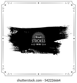 Grunge hand - painted brush stroke on a light background. Expressive vector element for design.
