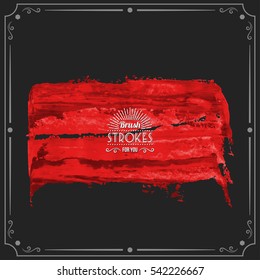 Grunge hand - painted brush stroke on a dark background. Expressive vector element for design.