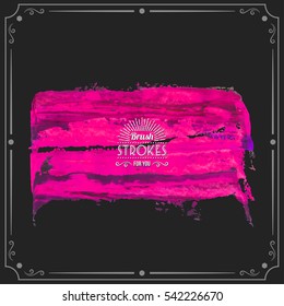 Grunge hand - painted brush stroke on a dark background. Expressive vector element for design.