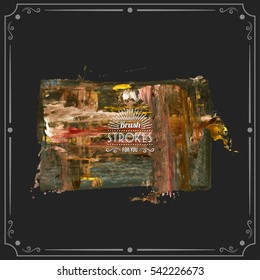 Grunge hand - painted brush stroke on a dark background. Expressive vector element for design.