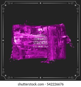 Grunge hand - painted brush stroke on a dark background. Expressive vector element for design.