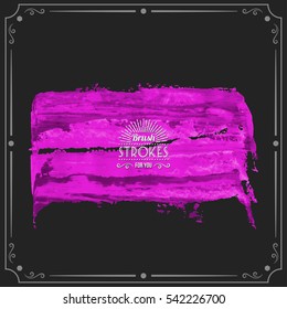 Grunge hand - painted brush stroke on a dark background. Expressive vector element for design.