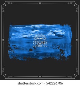 Grunge hand - painted brush stroke on a dark background. Expressive vector element for design.