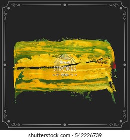 Grunge hand - painted brush stroke on a dark background. Expressive vector element for design.