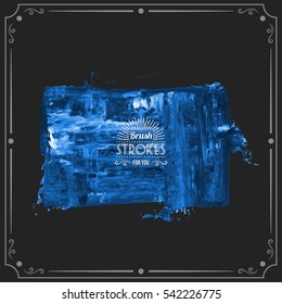 Grunge hand - painted brush stroke on a dark background. Expressive vector element for design.