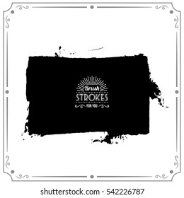 Grunge hand - painted brush stroke on a light background. Expressive vector element for design.
