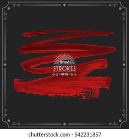 Grunge hand - painted brush stroke on a dark background. Expressive vector element for design.