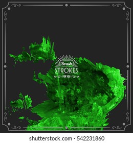 Grunge hand - painted brush stroke on a dark background. Expressive vector element for design.