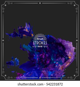 Grunge hand - painted brush stroke on a dark background. Expressive vector element for design.