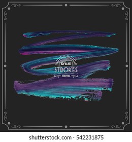 Grunge hand - painted brush stroke on a dark background. Expressive vector element for design.