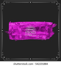 Grunge hand - painted brush stroke on a dark background. Expressive vector element for design.