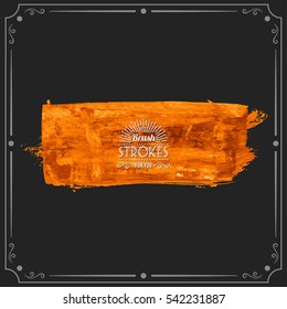 Grunge hand - painted brush stroke on a dark background. Expressive vector element for design.