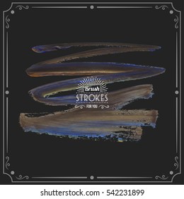 Grunge hand - painted brush stroke on a dark background. Expressive vector element for design.