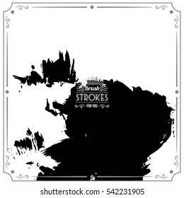 Grunge hand - painted brush stroke on a light background. Expressive vector element for design.