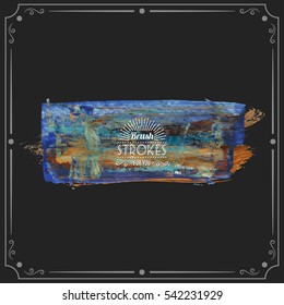 Grunge hand - painted brush stroke on a dark background. Expressive vector element for design.