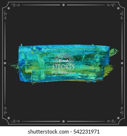 Grunge hand - painted brush stroke on a dark background. Expressive vector element for design.