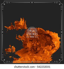 Grunge hand - painted brush stroke on a dark background. Expressive vector element for design.