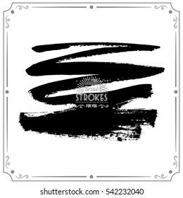 Grunge hand - painted brush stroke on a light background. Expressive vector element for design.