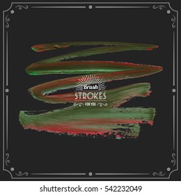 Grunge hand - painted brush stroke on a dark background. Expressive vector element for design.